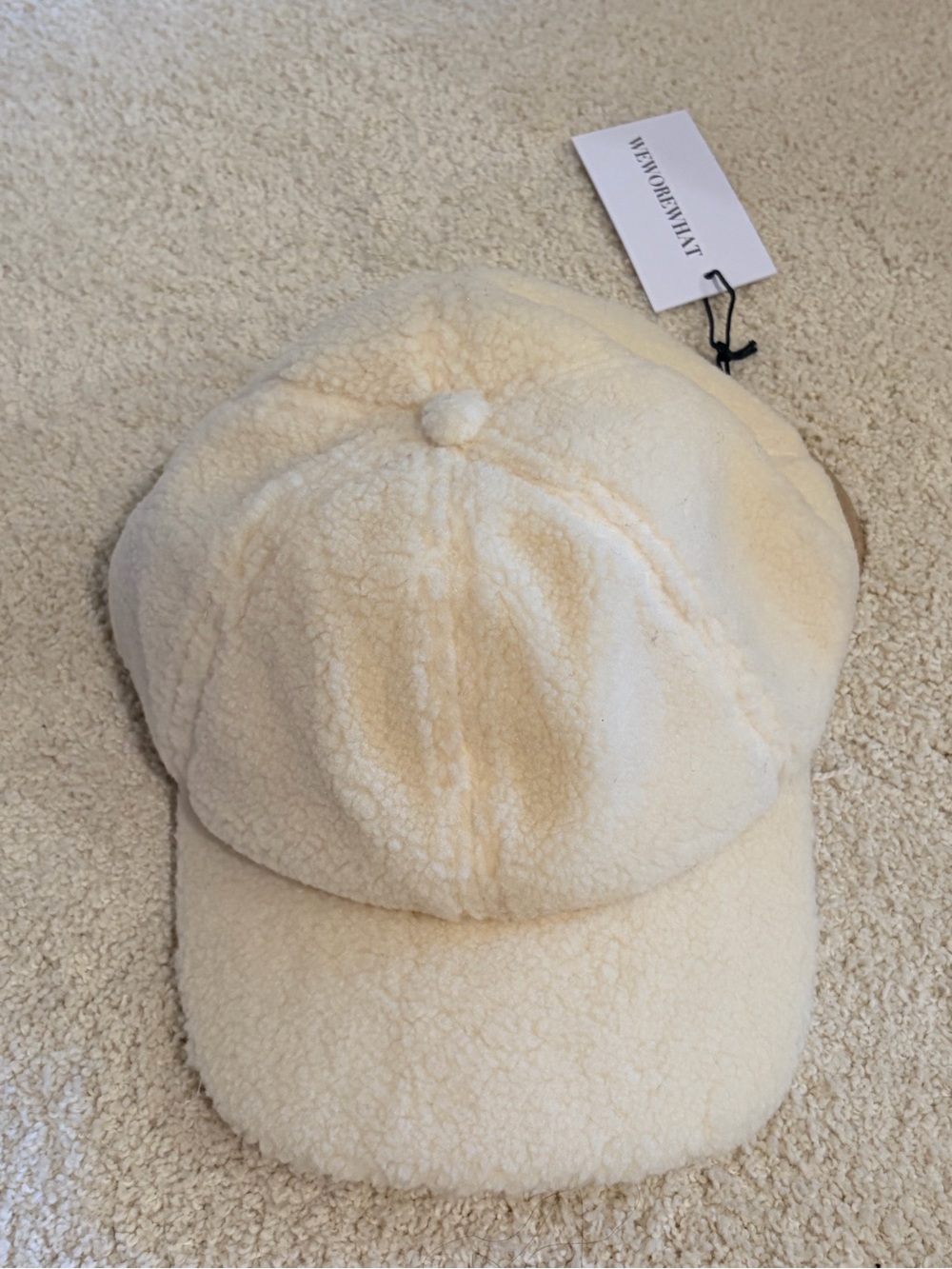 WeWoreWhat Cream Sherpa Baseball Cap